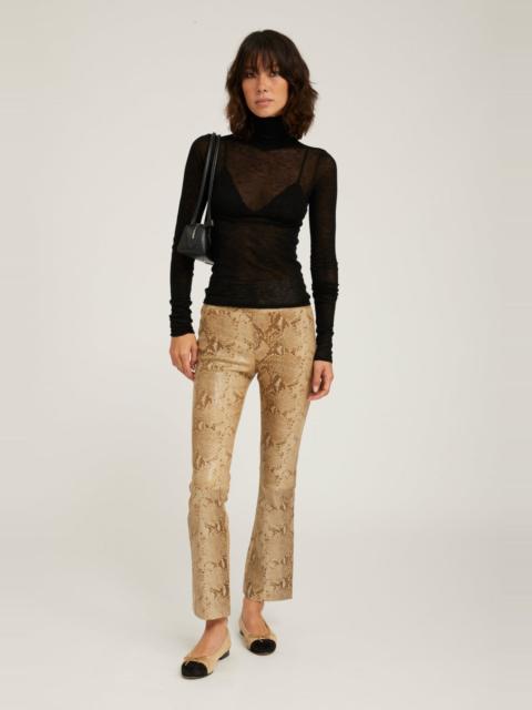 SPRWMN BEIGE PYTHON LEATHER ANKLE FLARE