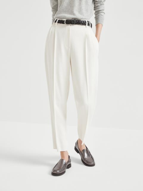 Brunello Cucinelli Comfort viscose couture twill slouchy trousers with monili