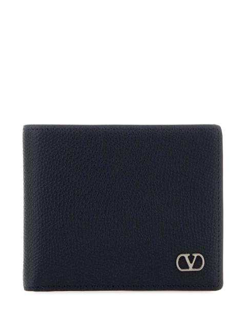 Valentino Valentino Garavani Men Midnight Blue Leather Vlogo Signature Wallet