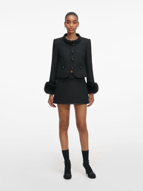 self-portrait Black Boucle Faux Fur Cuff Jacket