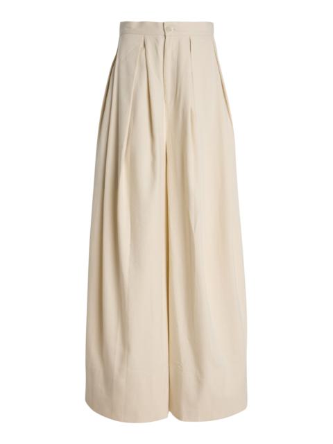 MARRAKSHI LIFE Exclusive The High-Waisted Pleated Cotton Trousers ivory