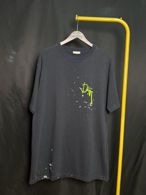 Dior Dior X Travis Scott Paint-Splatter Short Sleeve Black T-Shirt
