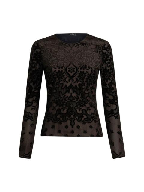 Etro tulle and jacquard velvet top