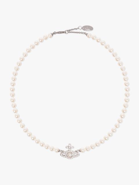 Vivienne Westwood OLYMPIA PEARL NECKLACE | SILVER/CREAM ROSE PEARL
