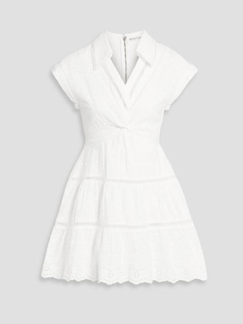 Alice + Olivia Mila broderie anglaise cotton and linen-blend mini dress
