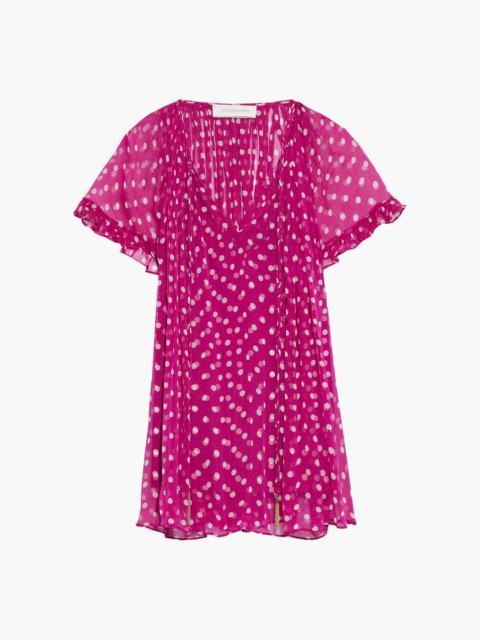 Zimmermann Lucky gathered polka-dot silk-georgette top