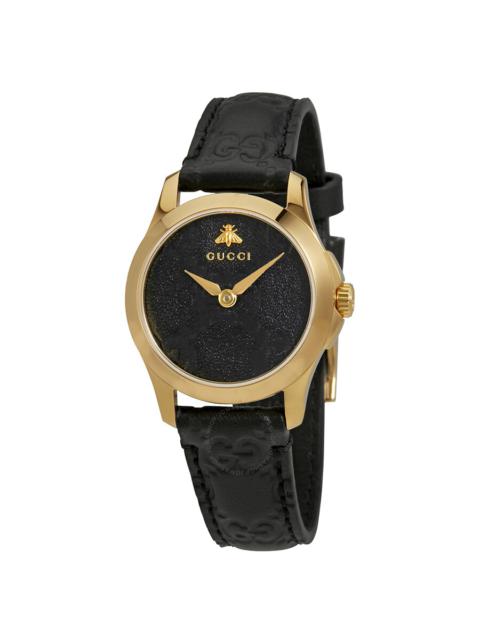 Gucci G-Timeless Black Dial Black Leather Ladies Watch YA126581