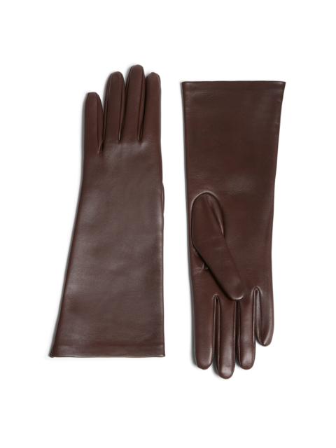 KHAITE Remo Mid Leather Gloves brown