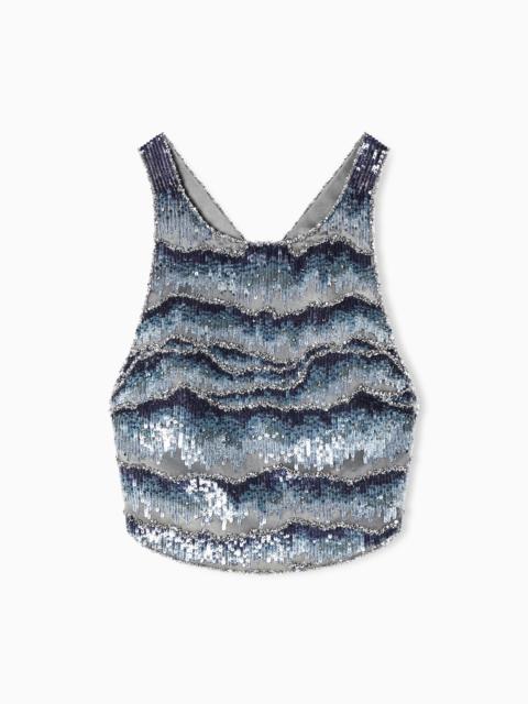 GIORGIO ARMANI EMBROIDERED SILK TOP