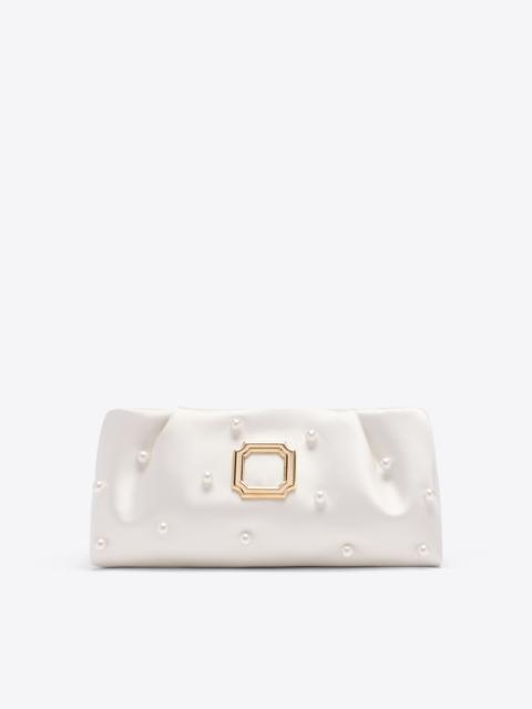MALONE SOULIERS Vittoria White Satin Clutch Bag