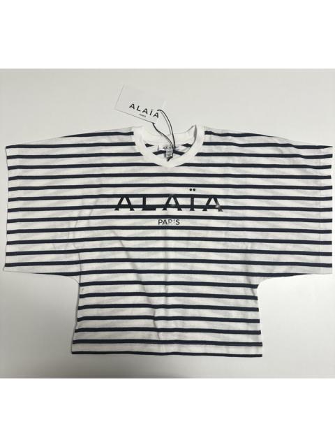 Alaïa Alaïa White Crop Striped T-shirt