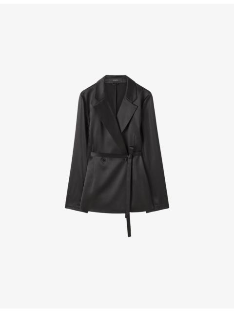 JOSEPH Joubert Belted-Waist Double-Breasted Silk Blazer