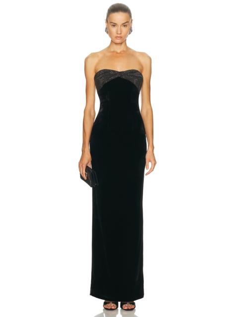 ROLAND MOURET Diamante Twist Drape Column Gown