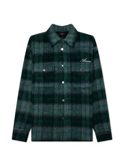 AMIRI BRUSHED PLAID OVERSHIRT - AQUA MULTI