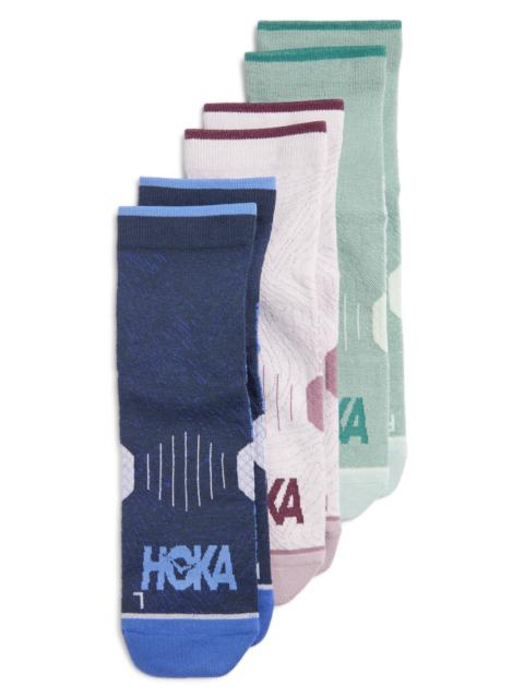 HOKA HOKA 3-Pack Running Quarter Socks in Varsity Navy /Rosemary at Nordstrom