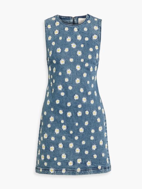 Alice + Olivia Wynell embroidered denim mini dress