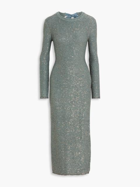 Altuzarra Cindy sequin-embellished metallic stretch-knit midi dress