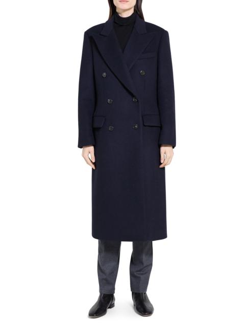Theory Theory Peak Lapel Double Breasted Wool Blend Coat in Baltic at Nordstrom