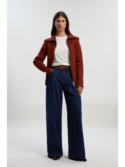 KAREN MILLEN Denim Pleat Front Wide Leg Jeans