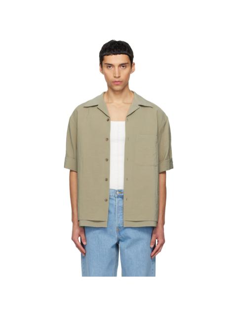 LE17SEPTEMBRE Khaki Double-Layered Open Collar Shirt