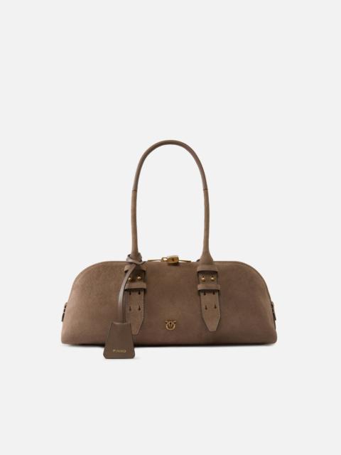 PINKO ESCAPE BAG HORIZONTAL LARGE SHOULDER BAG IN SUEDE