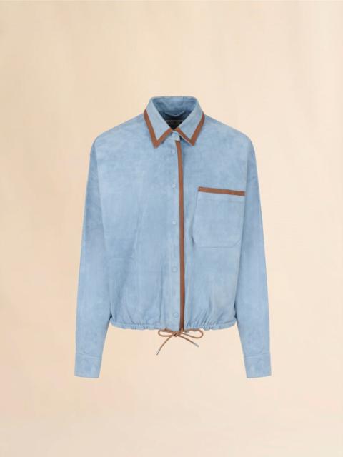 Marni LIGHT BLUE SUEDE SHIRT WITH CONTRAST TRIMS