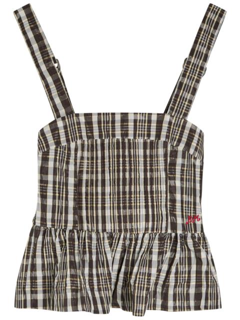 DAMSON MADDER. Damson Madder Thalia Checked Pintucked Woven Cami top