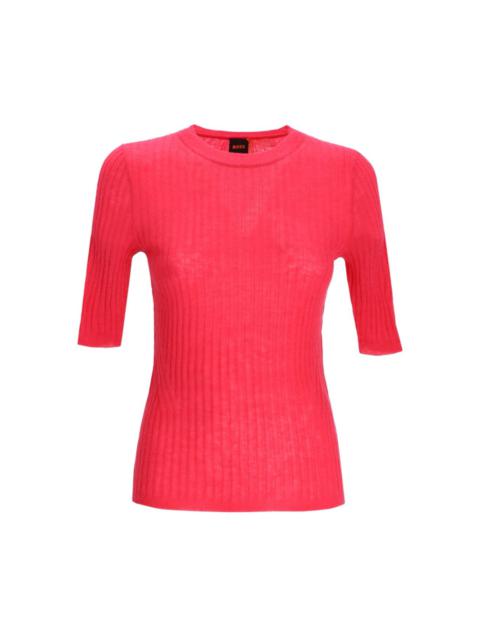 ribbed-knit T-shirt