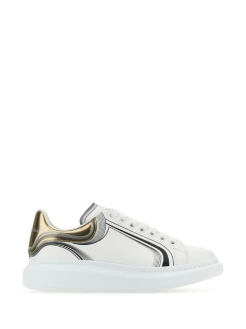 ALEXANDER MCQUEEN White Leather Sneakers With Tyrian Platinum Leather Heel