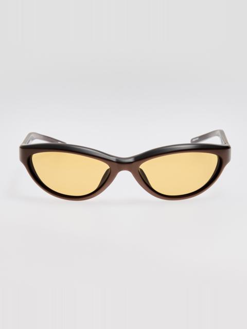 LINDA FARROW Curvo Sunglasses in Metallic Brown