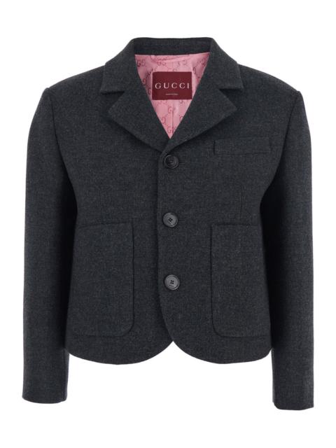 GUCCI Gucci Women Grey Single-Breasted Jacket With Notched Revers In Wool Woman