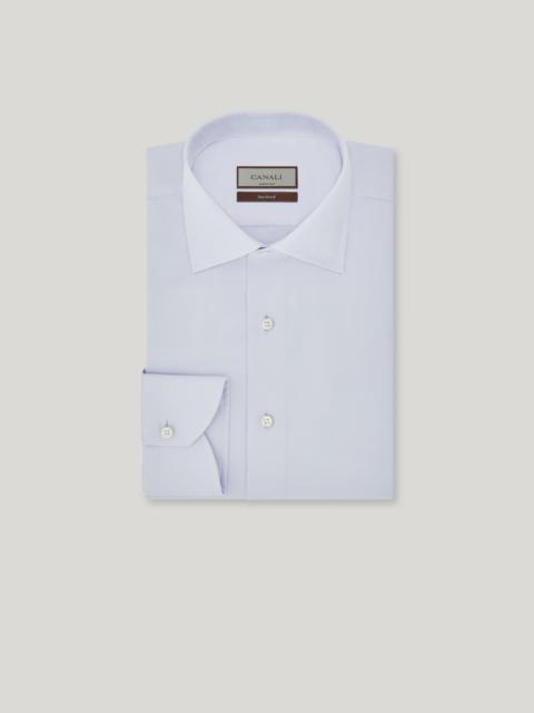 Canali LIGHT BLUE COTTON TWILL SHIRT WITH MOTHER OF PEARL BUTTONS