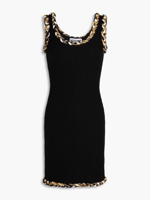Moschino Metallic waffle-knit wool mini dress