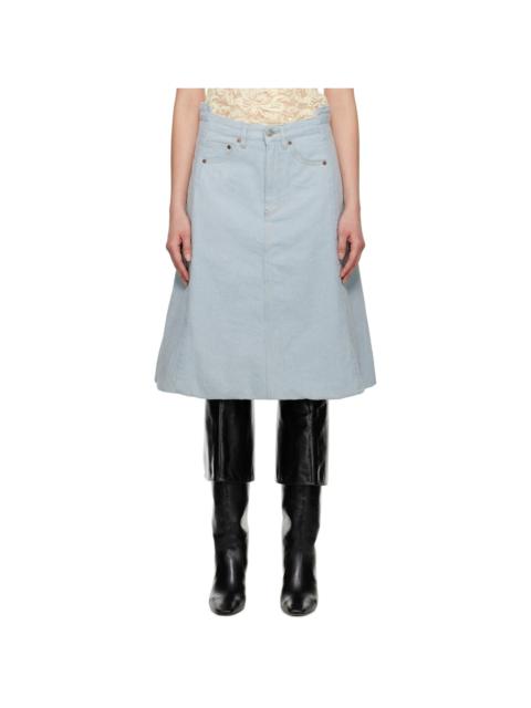 Victoria Beckham Blue Cocoon Detail Denim Midi Skirt