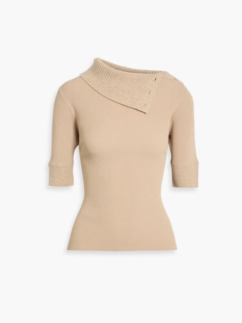 Proenza Schouler Daxton button-detailed ribbed-knit turtleneck sweater