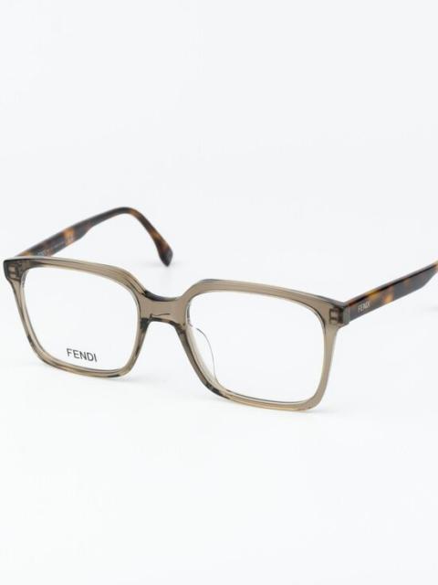 FENDI Fendi Men Eyeglasses Transparent Brown Square FE50032I 057 NEW AUTHENTIC