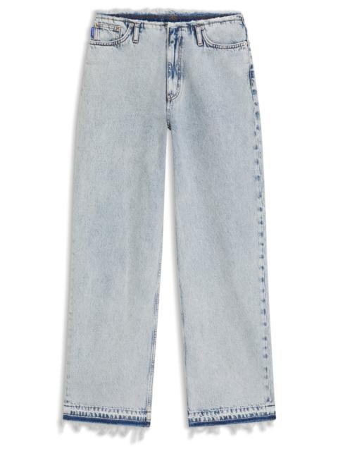 HUGO AZURE-BLUE LOOSE-FIT JEANS IN RIGID DENIM