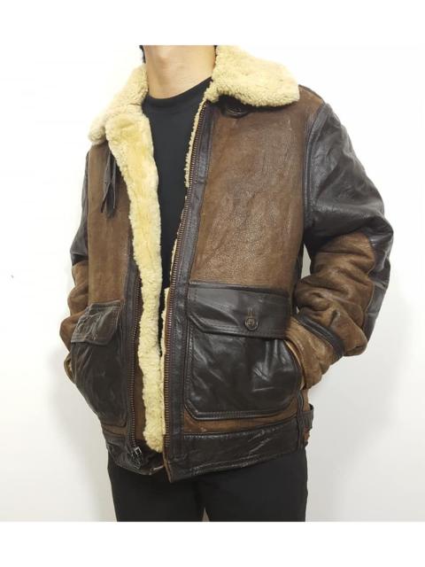 Schott B-3 ANJ-4 Sheepskin Shearling 2 Tone Aviator Flight Jacket