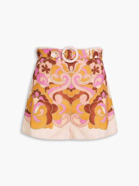 Zimmermann Belted paisley-print linen shorts