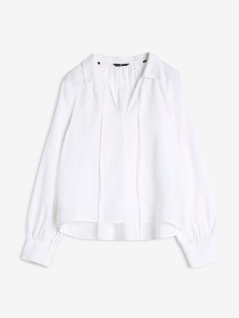 7 For All Mankind Tie Neck Linen Blouse in Optical White