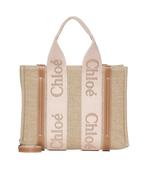 Chloé Woody linen small tote bag