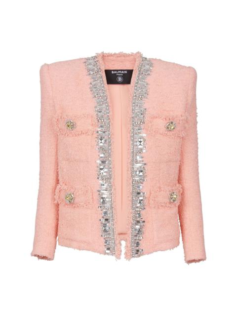 collarless crystal-embelished blazer