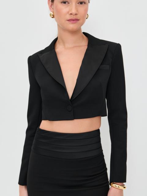 L'AGENCE Daxton Satin Lapel Cropped Blazer