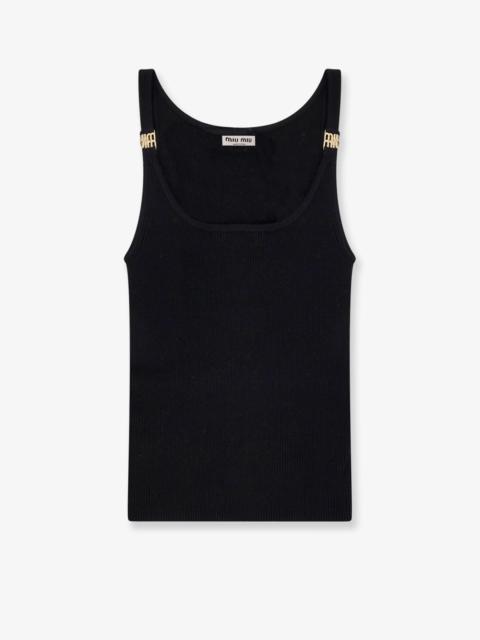 Miu Miu Miu Miu Viscose Top With Metal Logo