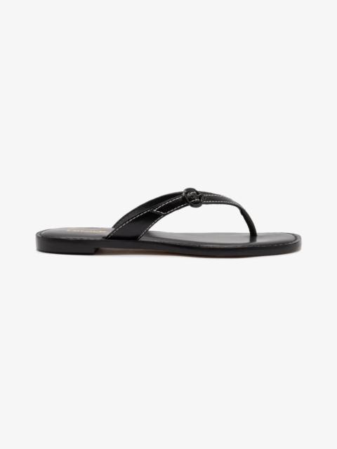 Larroudé Mary Kate Flat Sandal In Black Leather