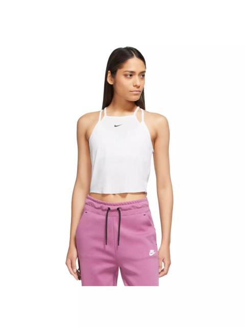 Nike Women's Sportswear Essentials Ribbed Cami Tank Top-White