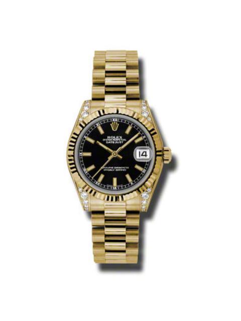 ROLEX Rolex Datejust Lady 31 Black Dial 18K Yellow Gold President Automatic Ladies Watch 178238BKSP