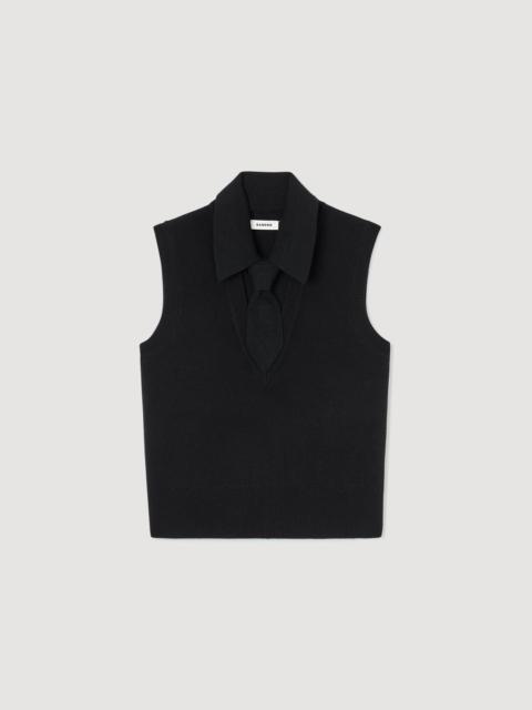 Sandro DETACHABLE TIE-NECK SWEATER