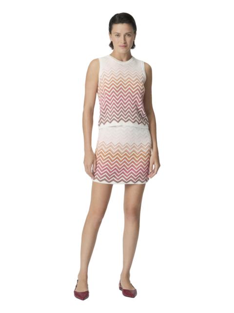 Missoni Missoni Chevron Dégradé Cotton And Viscose Mini Skirt in Green& Brown at Nordstrom