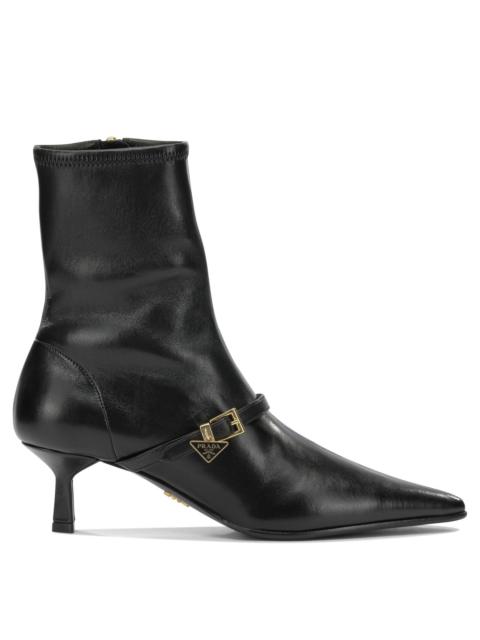 Prada Prada Stretch Leather Ankle Boots Black Women
